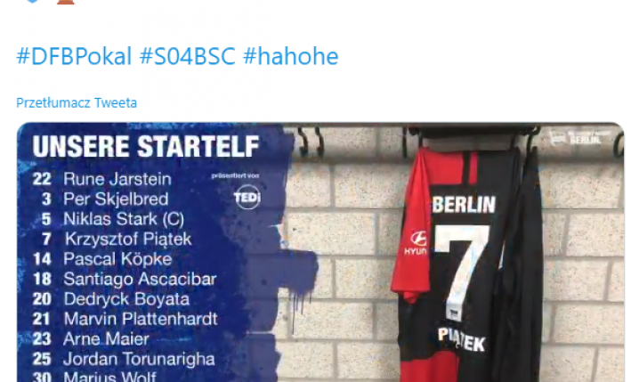SKŁAD Herthy na pucharowy mecz z Schalke